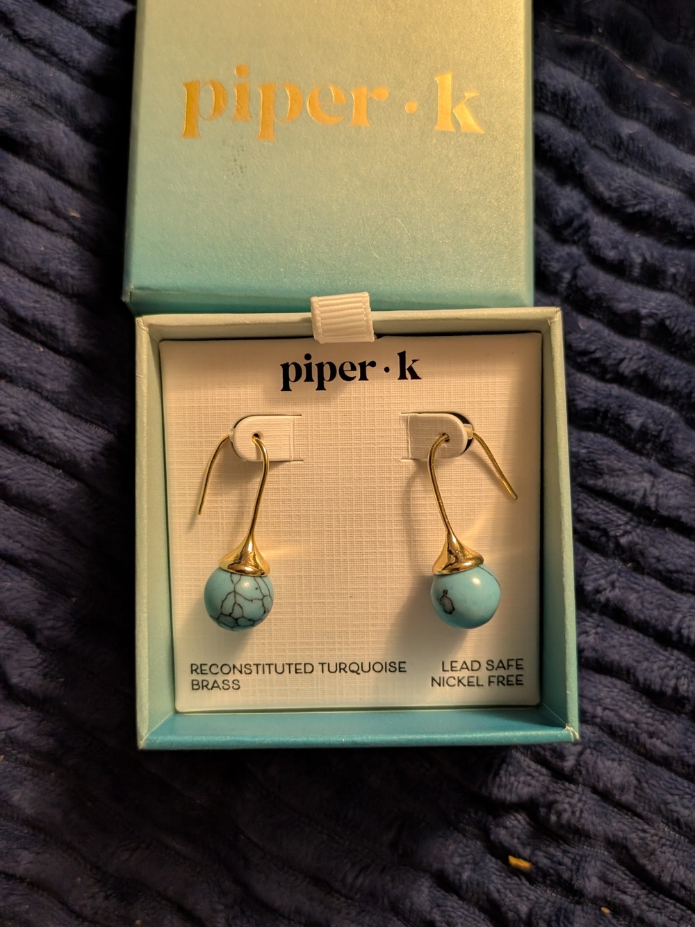 Piper·k Gold and Turquoise Drop Earrings